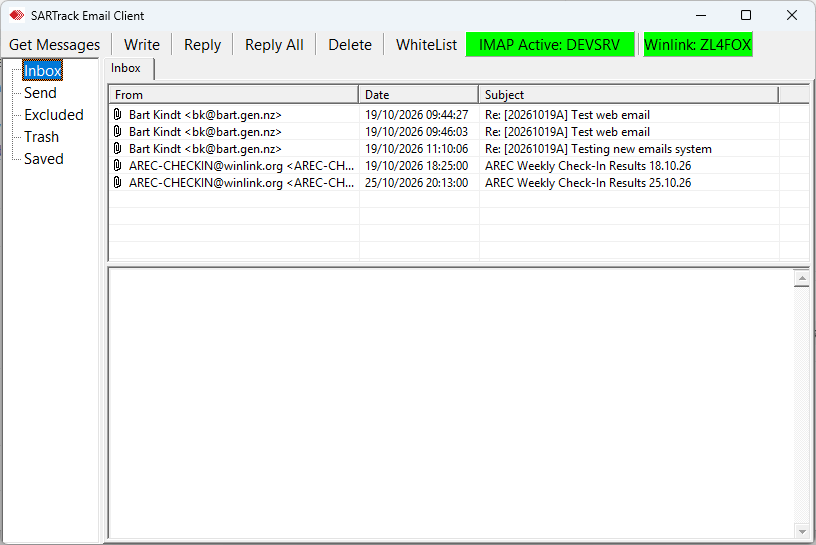 Winlink messages in the Email window